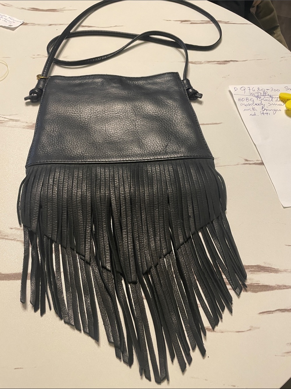 HOBO VINTAGE 1991 The Original Black Fringe Leather Crossbody Bag